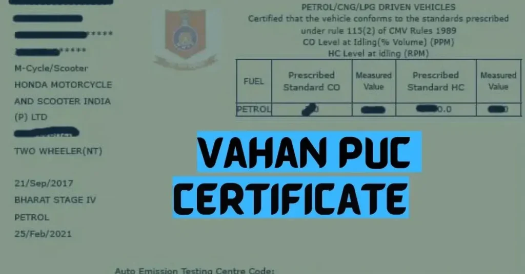 Vahan PUC Certificate