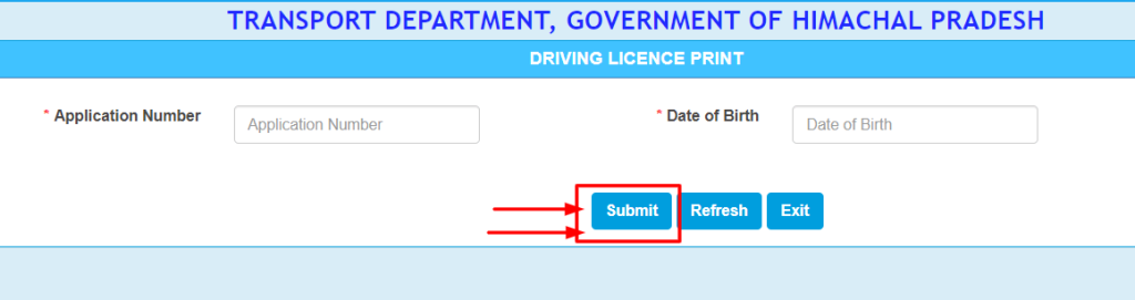Step 5: Then Enter your application number & date of birth in the required box. Click on the submit button then.